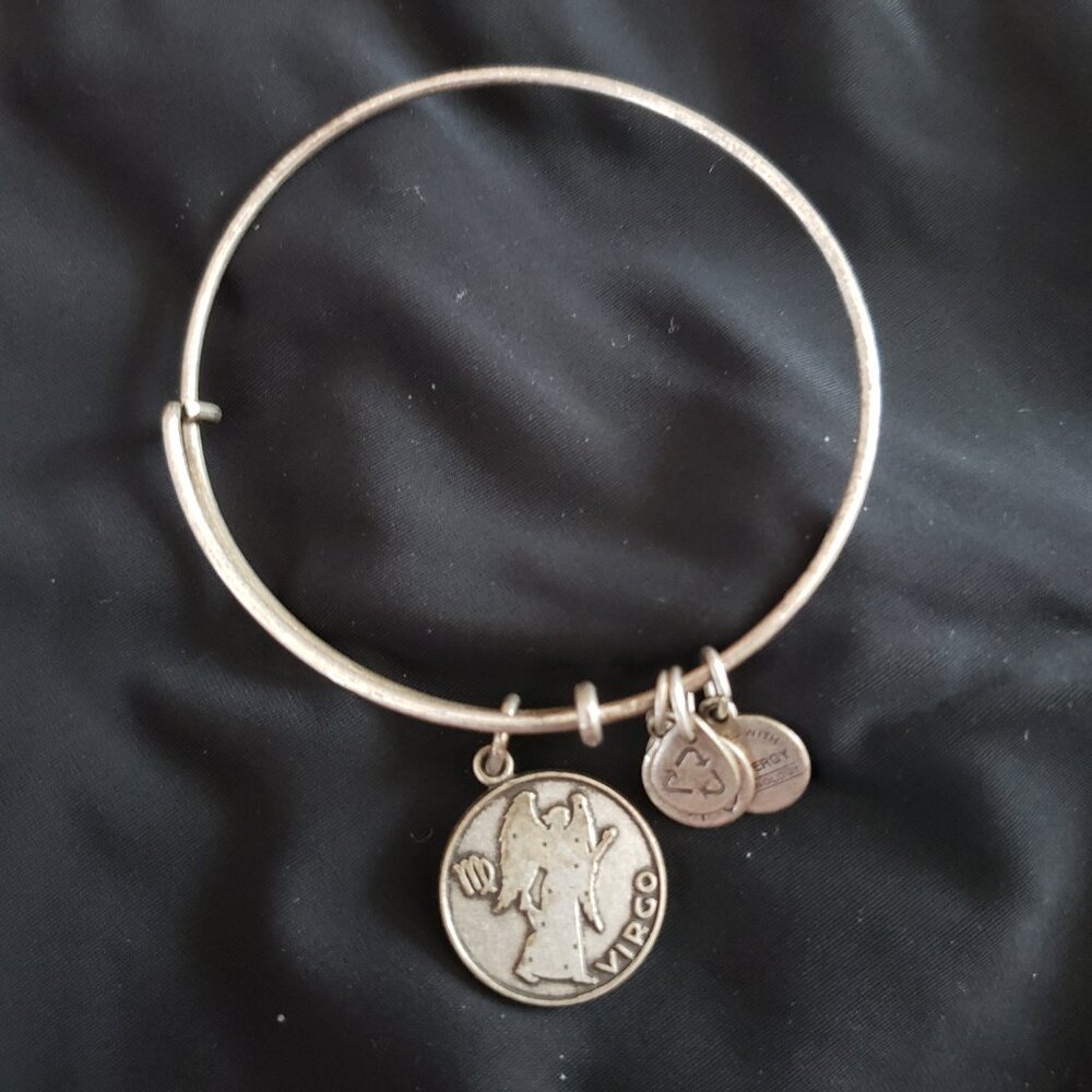 💚 Alex and Ani Virgo Zodiac Sign Silver Charm Bangle    A 312